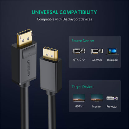 Video kabel UGREEN DP102, DisplayPort - DisplayPort, 4K, 2m, Crni