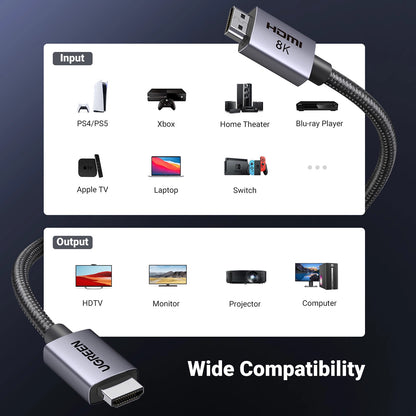 Video kabel UGREEN HD171, HDMI - HDMI, 8K, 1m, Crni