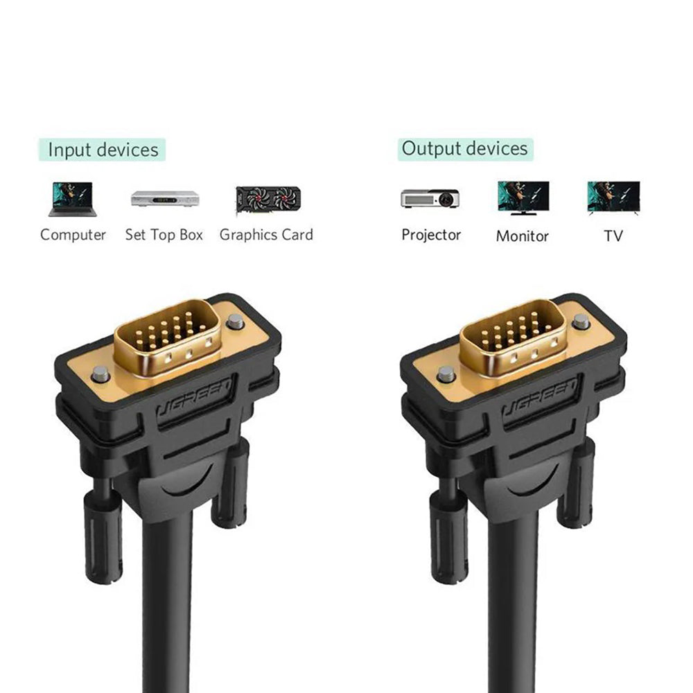 Video kabel UGREEN VG101 (11633), VGA - VGA, 10m, Crna
