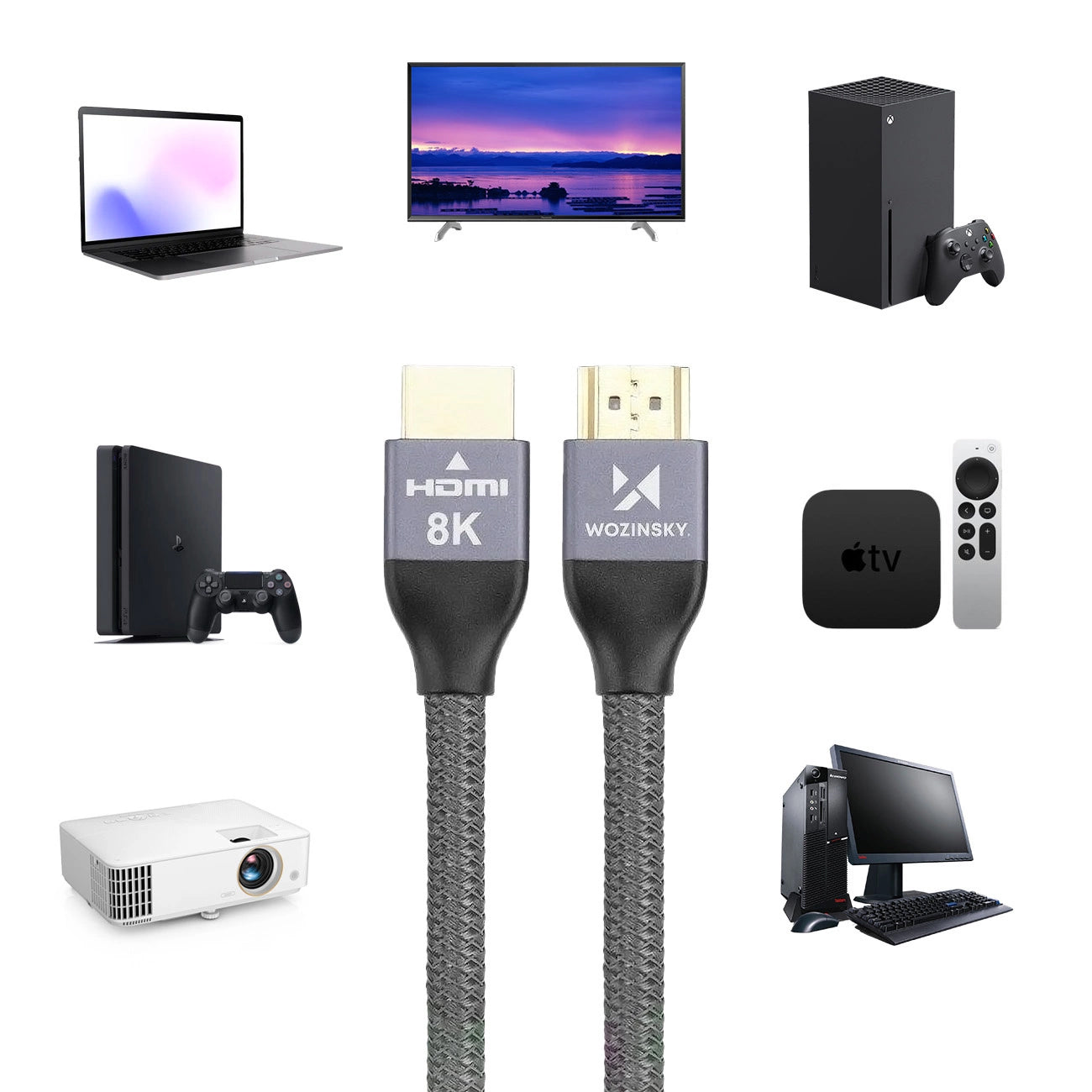 Video kabel WZK Ultraboost, HDMI - HDMI, 8K, 3m, sivi WHDMI-30