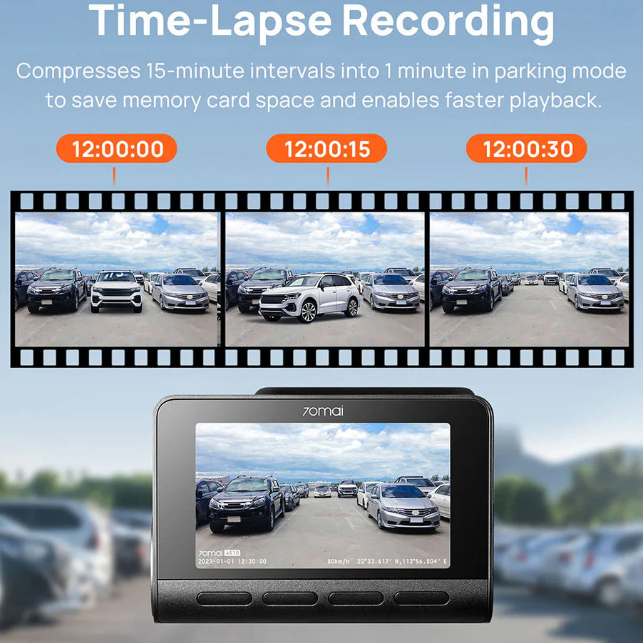 Auto kamera Prednja Zadnja 70mai Dash Cam A810, 4K, Wi-Fi, GPS, Zaslon 3 inča