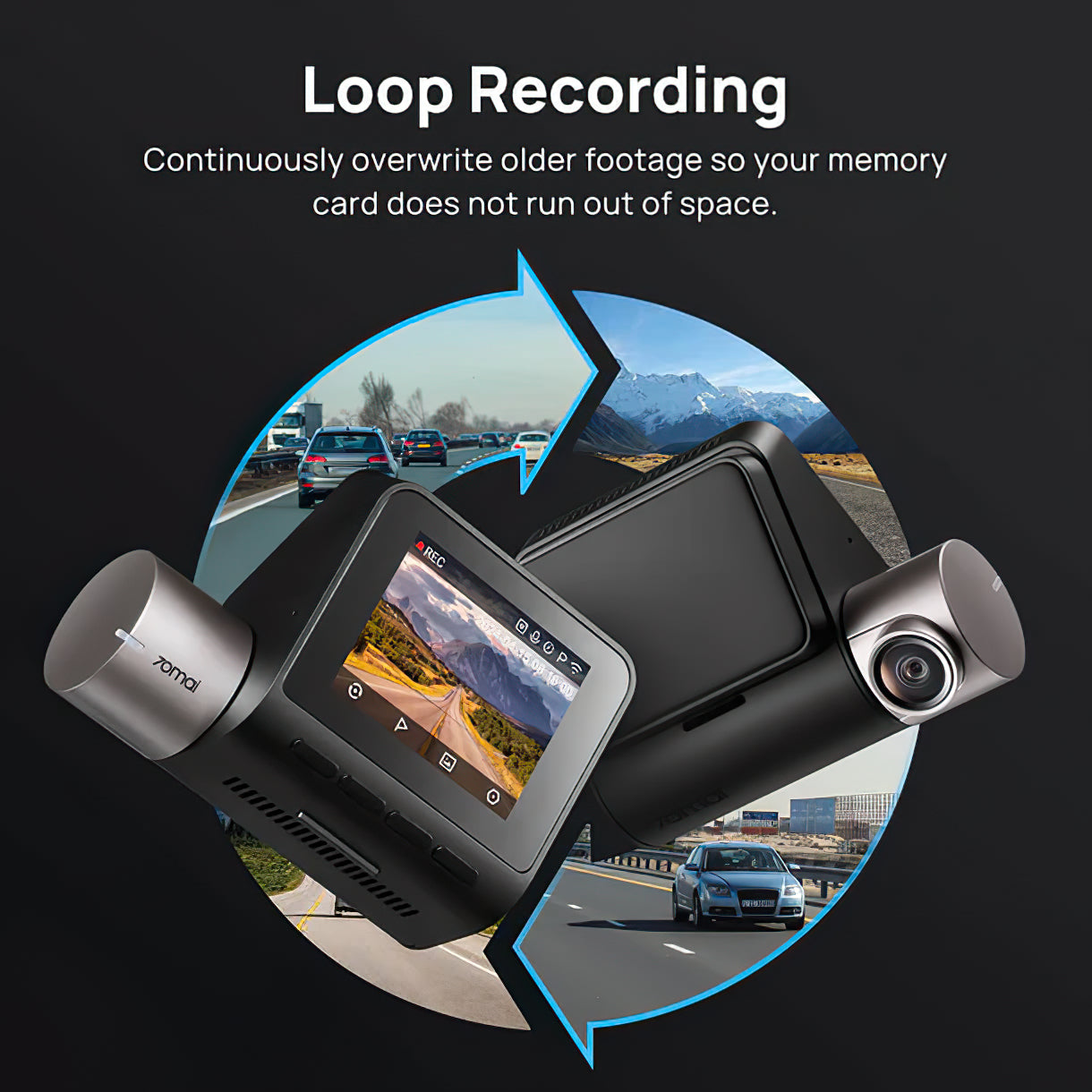 Auto kamera Prednja Stražnja 70mai Dash Cam A510, 3K, GPS, Wi-Fi, Zaslon 2 inča