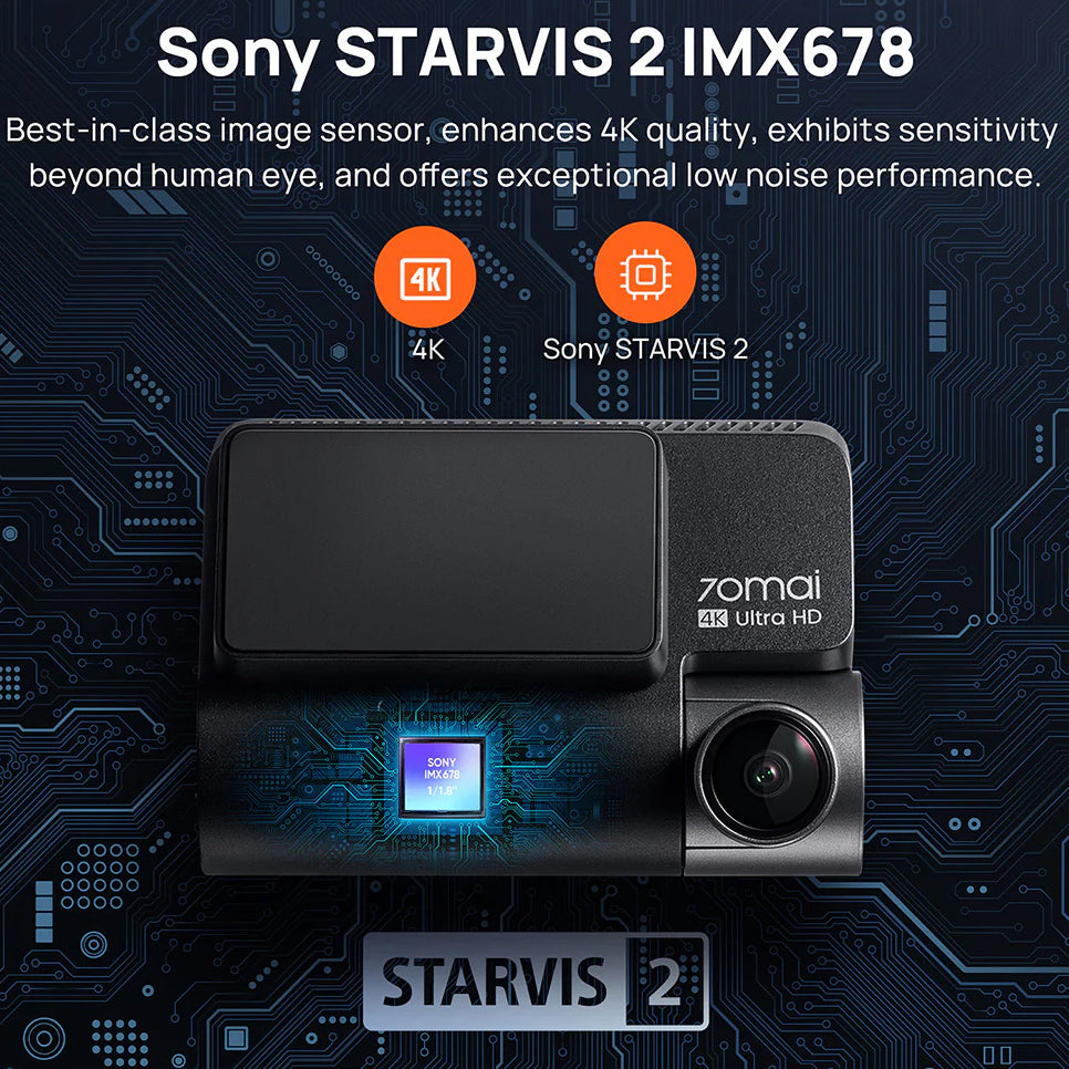 Auto kamera Prednja Zadnja 70mai Dash Cam A810, 4K, Wi-Fi, GPS, Zaslon 3 inča