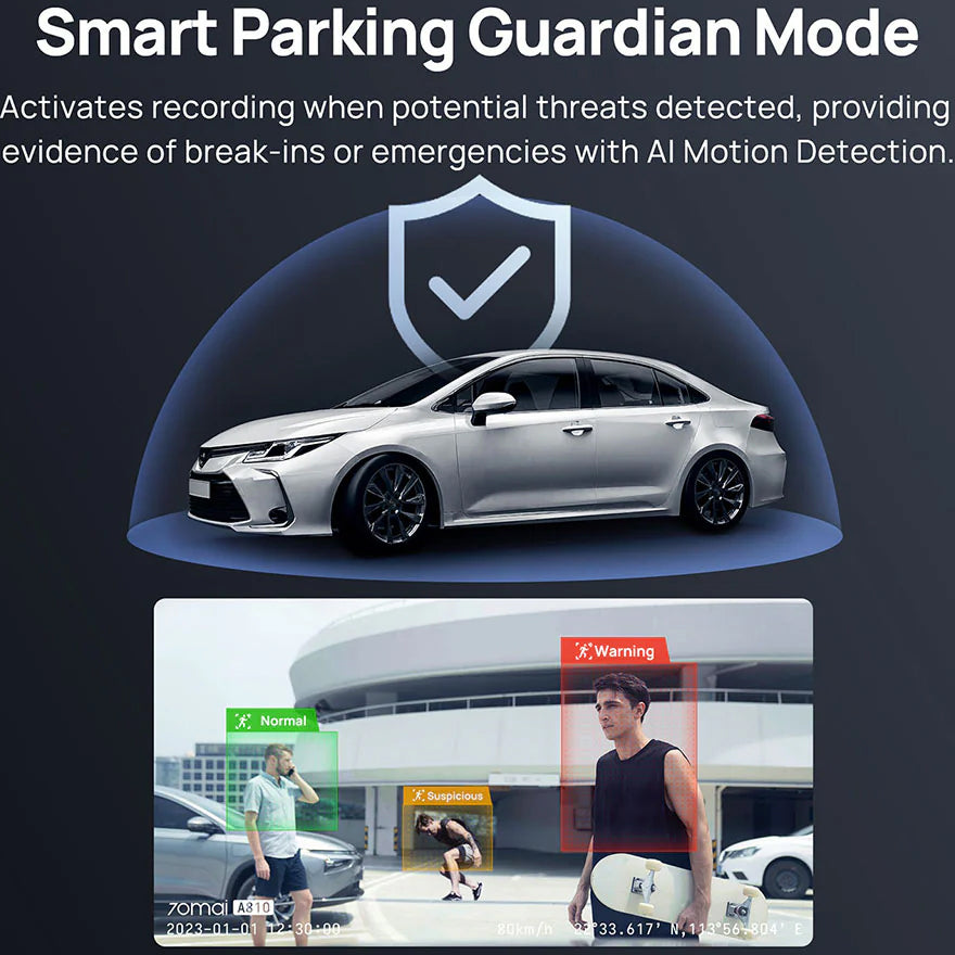 Auto kamera Prednja Zadnja 70mai Dash Cam A810, 4K, Wi-Fi, GPS, Zaslon 3 inča