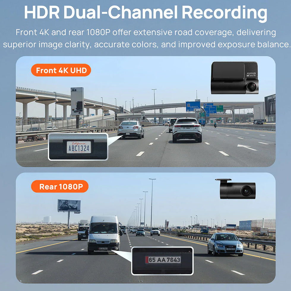 Auto kamera Prednja Zadnja 70mai Dash Cam A810, 4K, Wi-Fi, GPS, Zaslon 3 inča