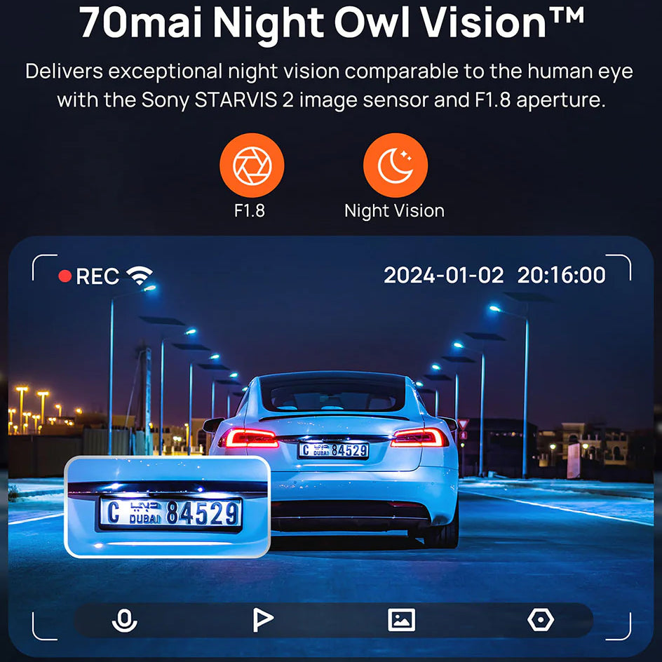 Auto kamera Prednja Zadnja 70mai Dash Cam A810, 4K, Wi-Fi, GPS, Zaslon 3 inča