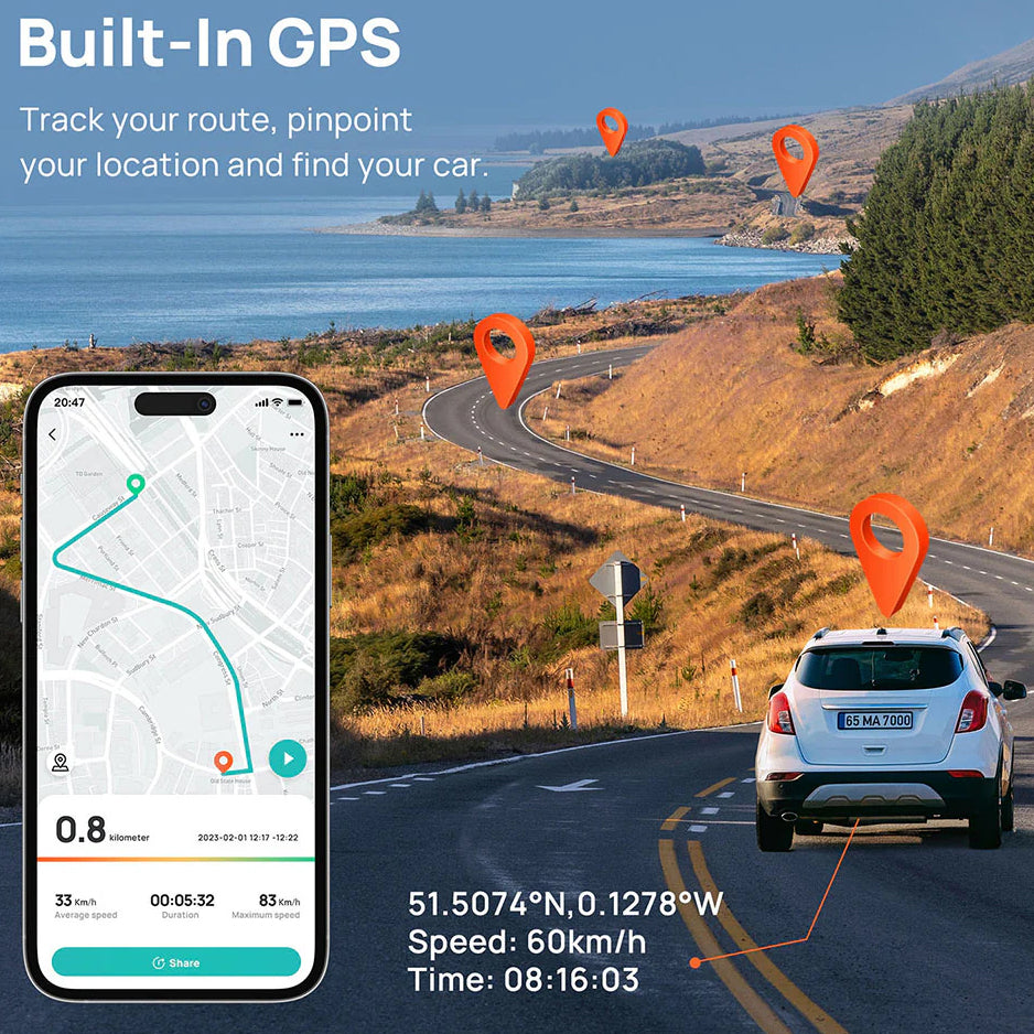 Auto kamera Prednja Zadnja 70mai Dash Cam A810, 4K, Wi-Fi, GPS, Zaslon 3 inča