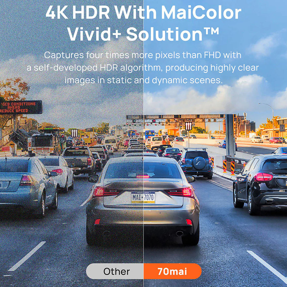 Auto kamera Prednja Zadnja 70mai Dash Cam A810, 4K, Wi-Fi, GPS, Zaslon 3 inča