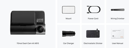 Auto kamera Prednja Zadnja 70mai Dash Cam A810, 4K, Wi-Fi, GPS, Zaslon 3 inča