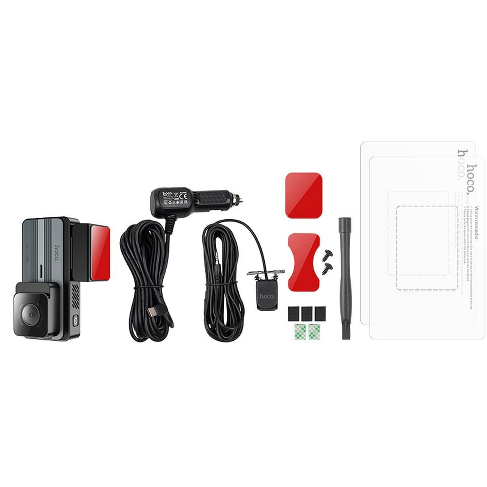 Auto kamera Prednja Zadnja HOCO DV12, 2K, Wi-Fi, GPS, Zaslon 3.69 inča