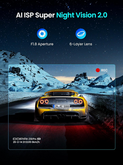 Auto kamera Prednja Stražnja DDPAI Z50 Pro Dual, 4K, Wi-Fi, GPS, Zaslon 3 inča