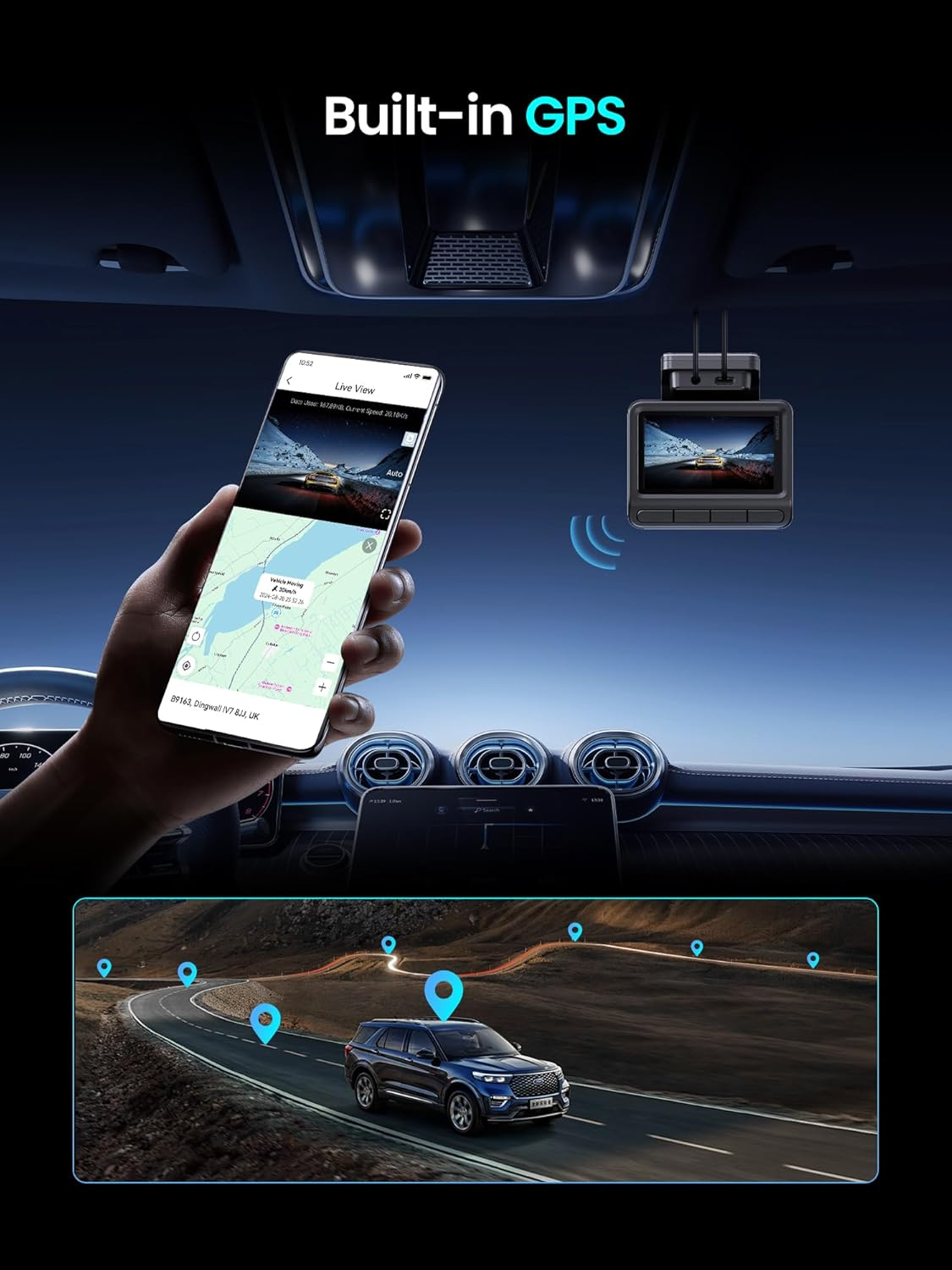 Auto kamera Prednja Stražnja DDPAI Z50 Pro Dual, 4K, Wi-Fi, GPS, Zaslon 3 inča