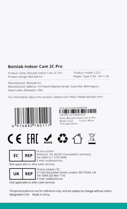 Kamera za nadzor Botslab 2C Pro C222, Wi-Fi, 3K, unutarnja