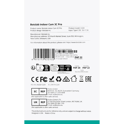 Kamera za nadzor Botslab 3C Pro C224, Wi-Fi, 4K, unutarnja
