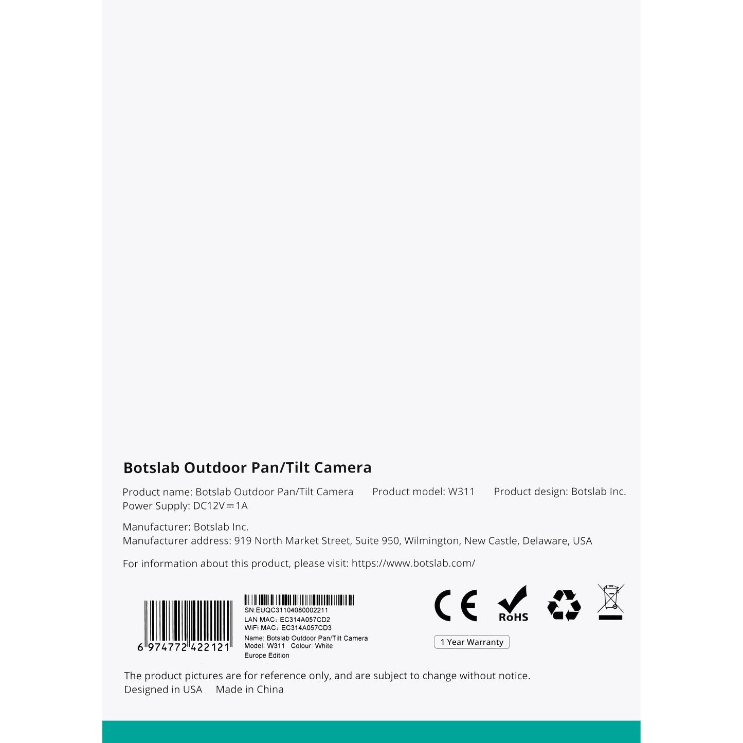 Kamera za nadzor Botslab W311, Wi-Fi, 2K, IP66, vanjska