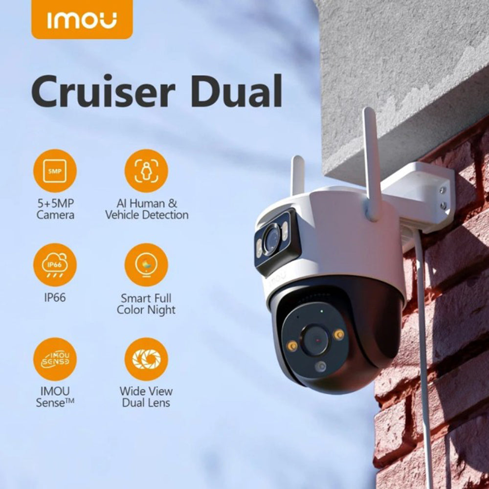 Kamera za nadzor Imou Cruiser Dual, Wi-Fi, 2.8K + 2K, IP66, Vanjska, Bijela IPC-S7XP-8M0WED-0360B
