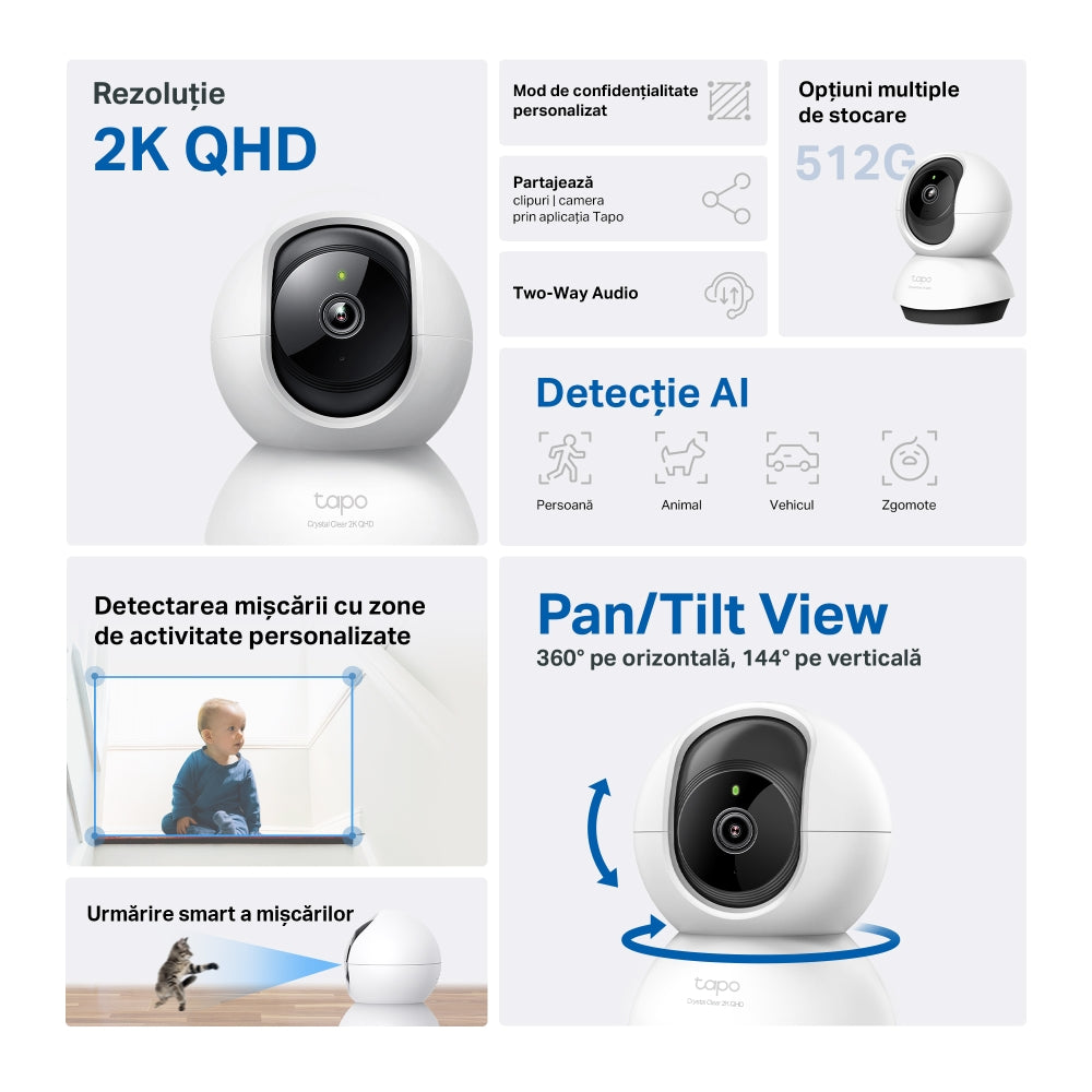 Kamera za nadzor TP-LINK Tapo C220, Wi-Fi, 2K, za unutrašnje korištenje