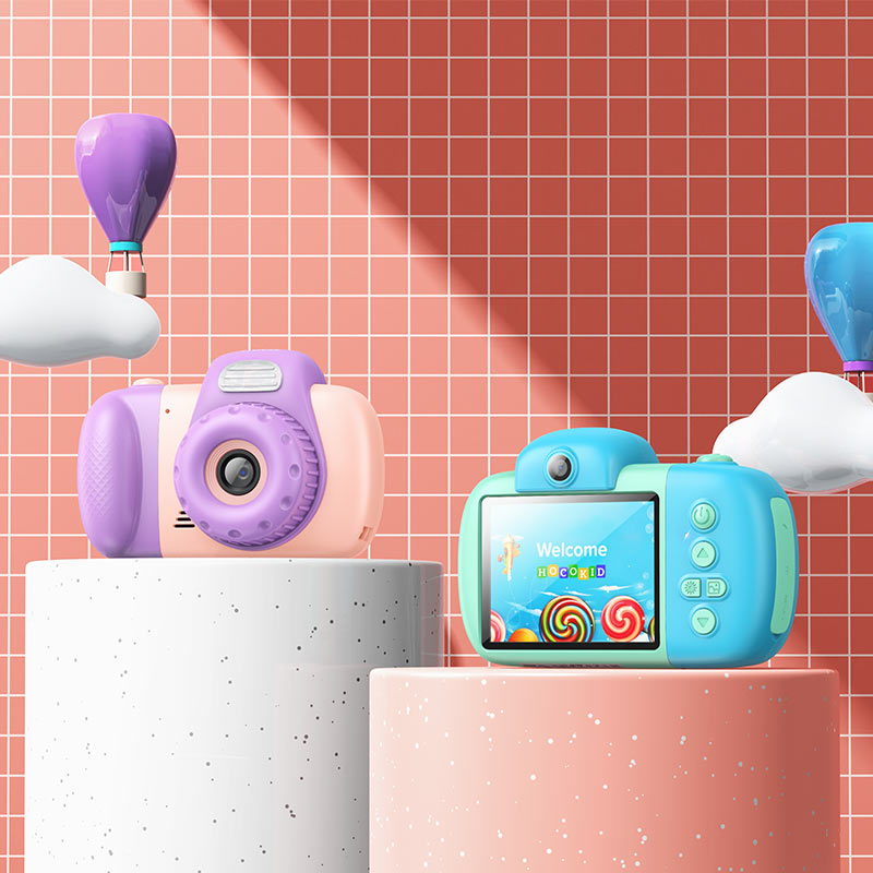Digitalna kamera HOCO DV201 Kids, 1080P, 2MP, Roza