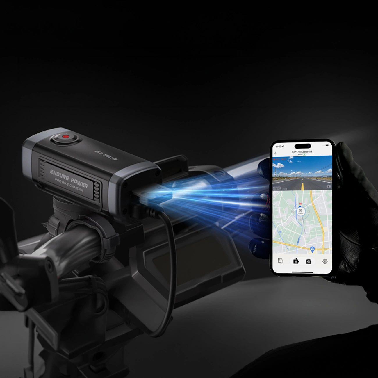 Sportska kamera Akeeyo 710 Lite za bicikl / motocikl, 2K, Wi-Fi, crna