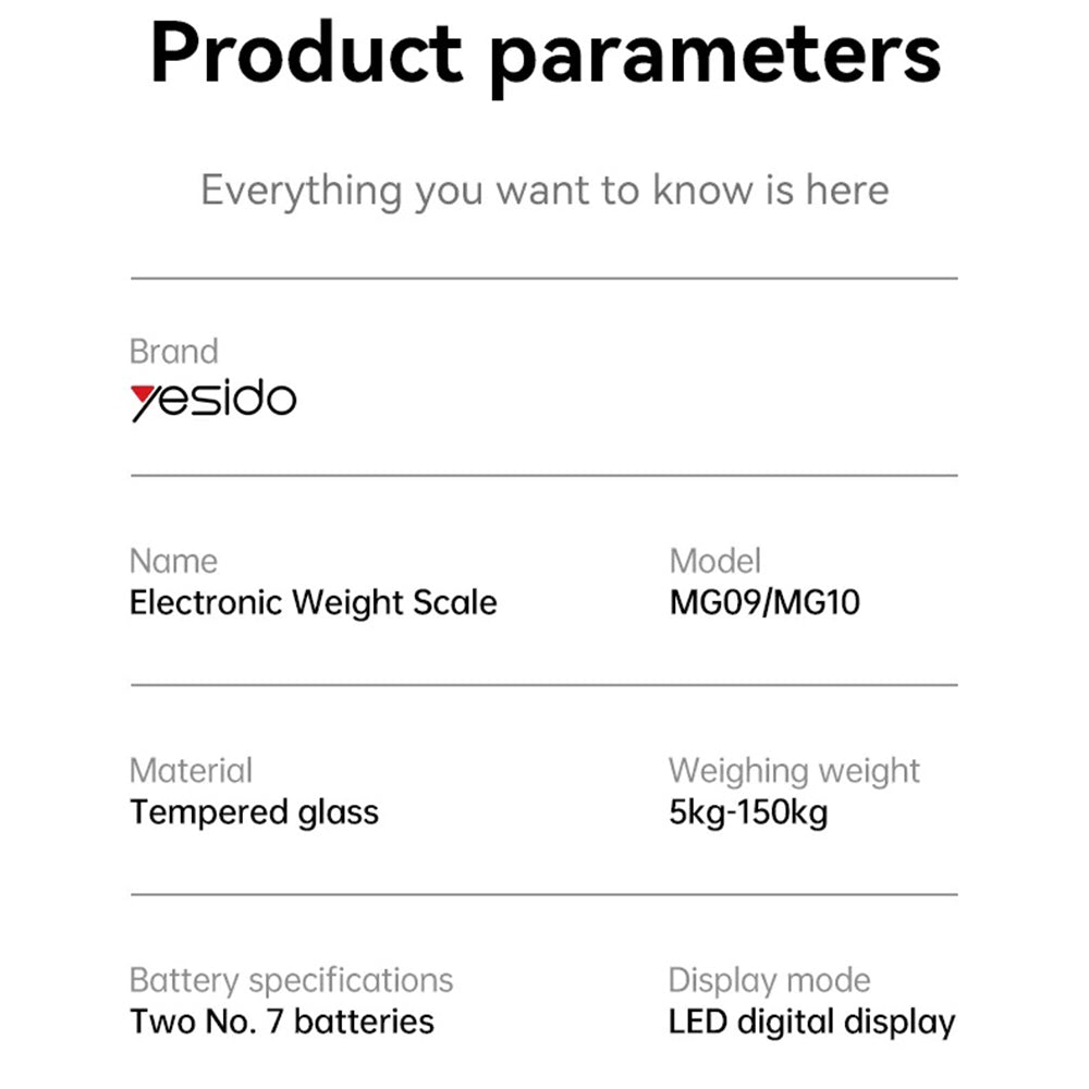 Digitalna vaga Yesido MG10, Crna