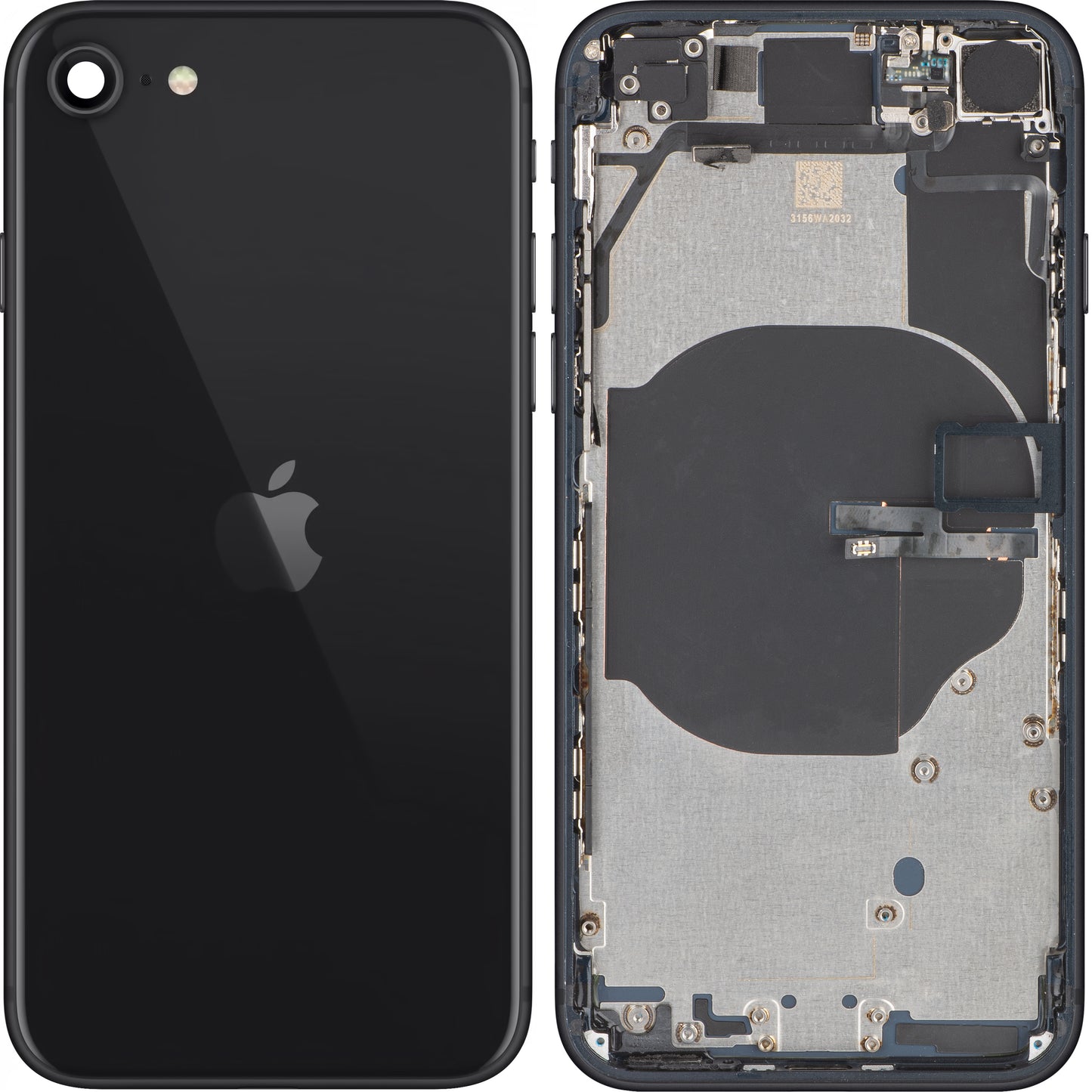 Stražnji poklopac baterije za Apple iPhone SE (2022), srednji okvir, crna (Midnight), zamjena