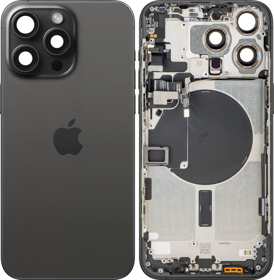Poklopac baterije Apple iPhone 15 Pro Max, s kućištem u sredini, Crni (Black Titanium), Zamjena