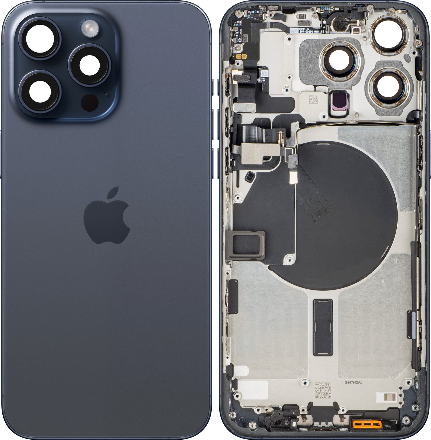 Poklopac baterije Apple iPhone 15 Pro Max, s kućištem u sredini, Plava (Blue Titanium), Zamjena