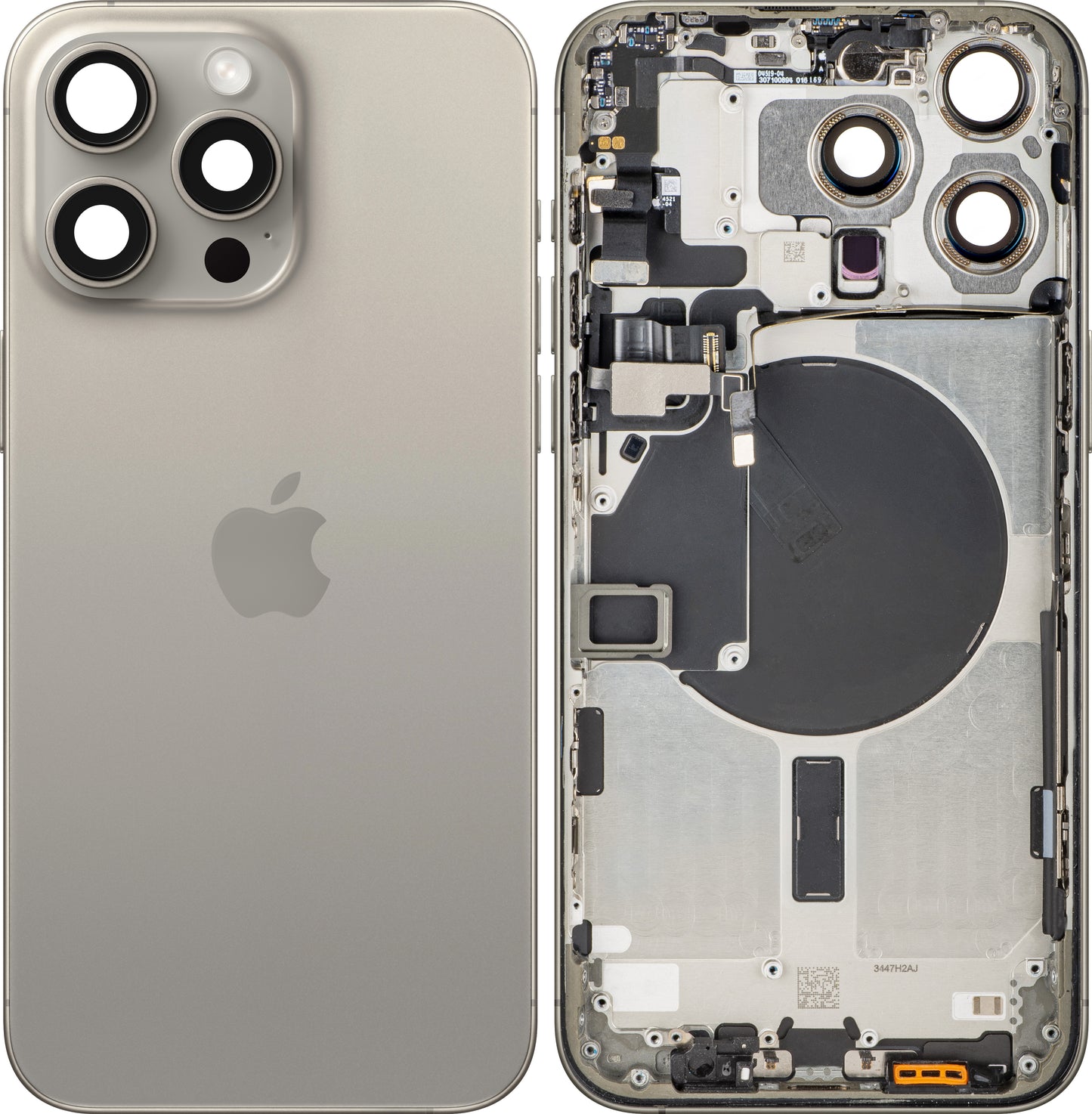 Poklopac baterije Apple iPhone 15 Pro Max, s kućištem u sredini, Bež (Natural Titanium), Zamjena