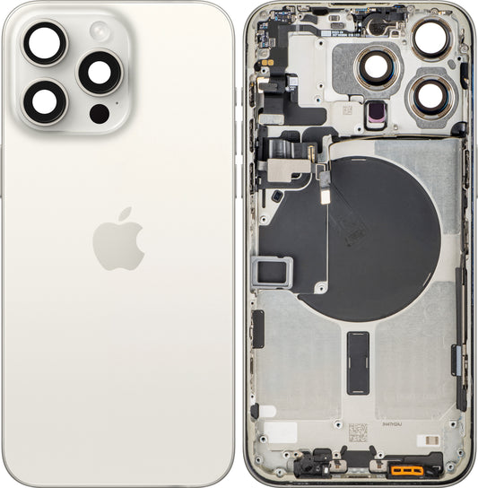 Poklopac baterije Apple iPhone 15 Pro Max, s kućištem u sredini, bijeli (White Titanium), zamjena