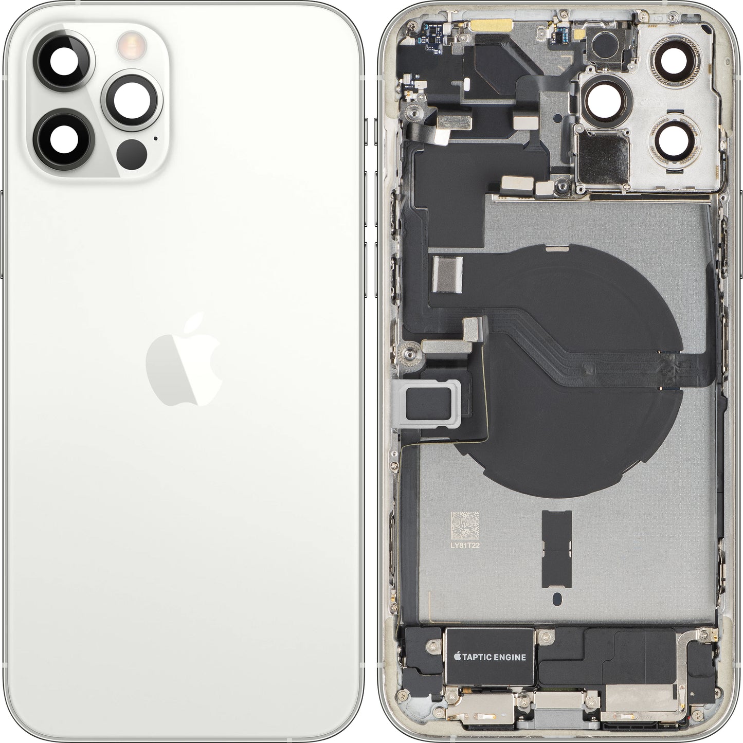 Poklopac baterije Apple iPhone 12 Pro Max, s kućištem sredine, Komplet dijelova, Srebrni, Zamjena