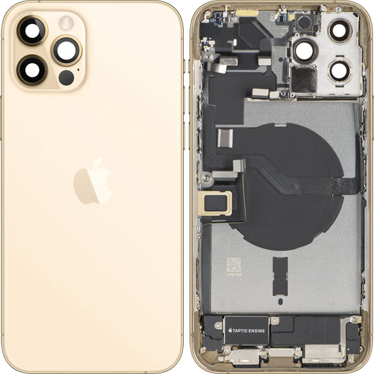 Poklopac baterije Apple iPhone 12 Pro Max, s kućištem u sredini, Komplet dijelova, Zlatni, Zamjena