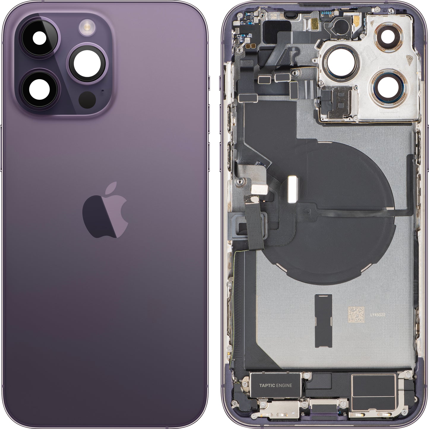 Poklopac baterije Apple iPhone 14 Pro Max, s kućištem u sredini, kompletni dijelovi, Ljubičasta (Deep Purple), Zamjena