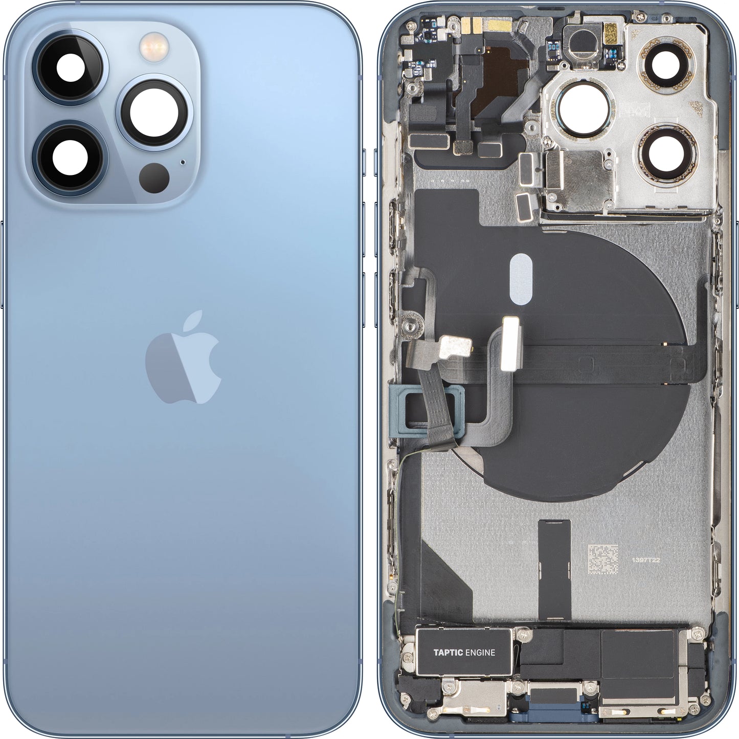 Poklopac baterije Apple iPhone 13 Pro, s kućištem u sredini, kompletni dijelovi, plava (Sierra Blue), zamjena