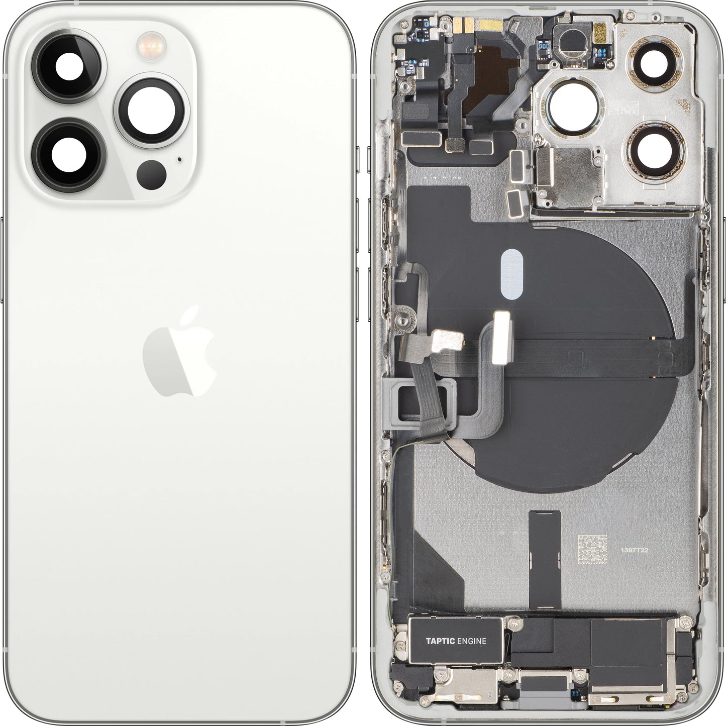 Poklopac baterije Apple iPhone 13 Pro, s kućištem u sredini, Komplet dijelova, Srebrni, Zamjena