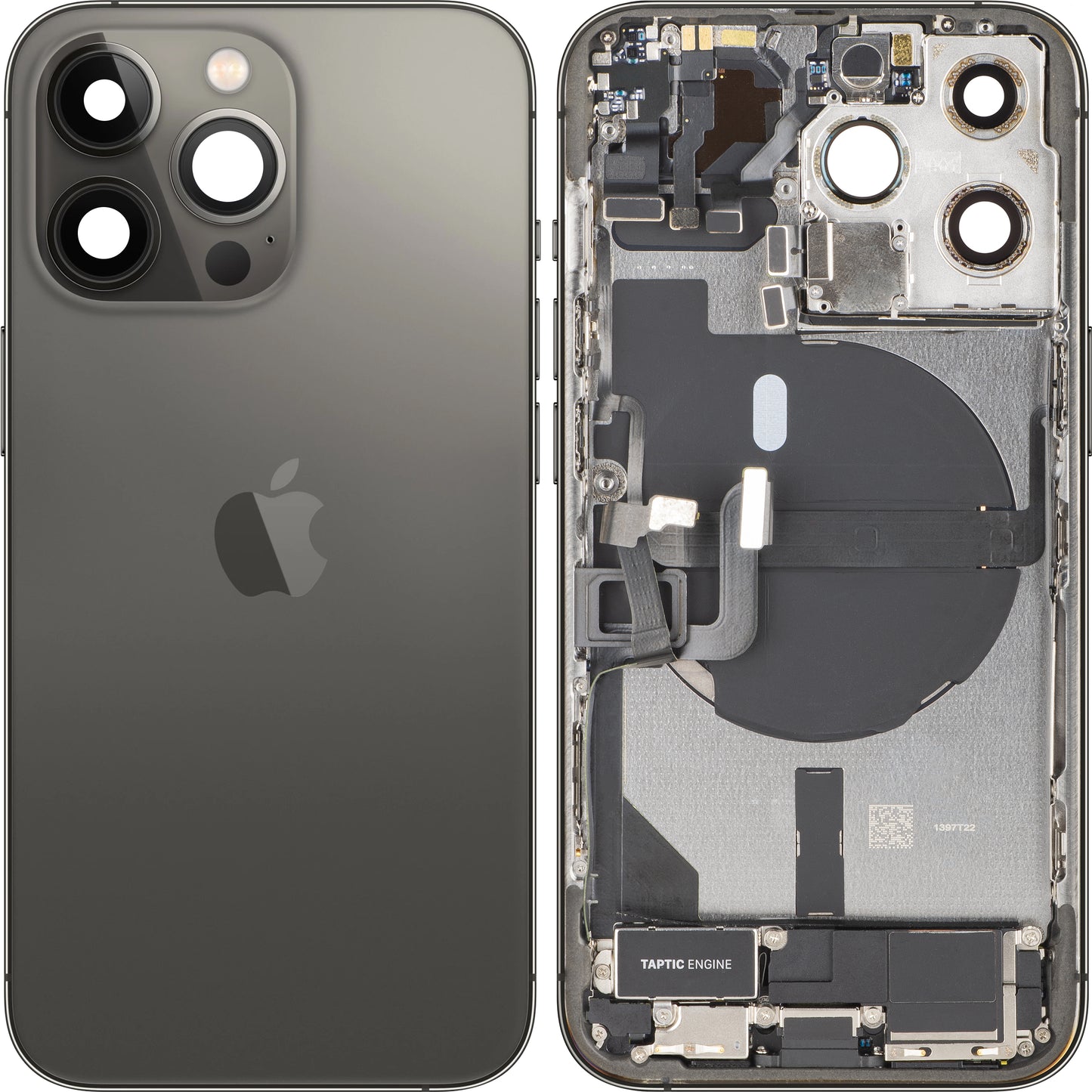 Poklopac baterije Apple iPhone 13 Pro, s kućištem u sredini, kompletni dijelovi, crna (grafitna), zamjena