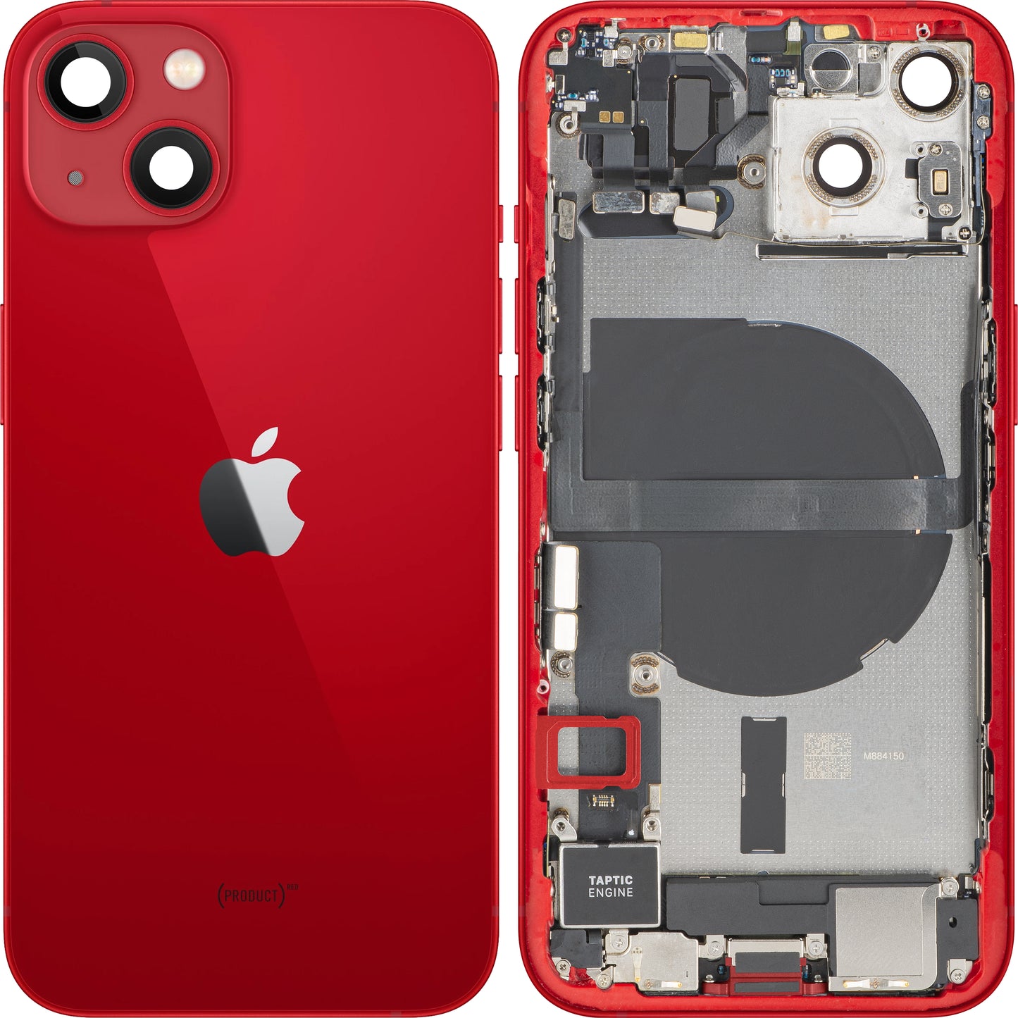 Poklopac baterije Apple iPhone 13, s kućištem u sredini, Komplet dijelova, Crvena, Zamjena