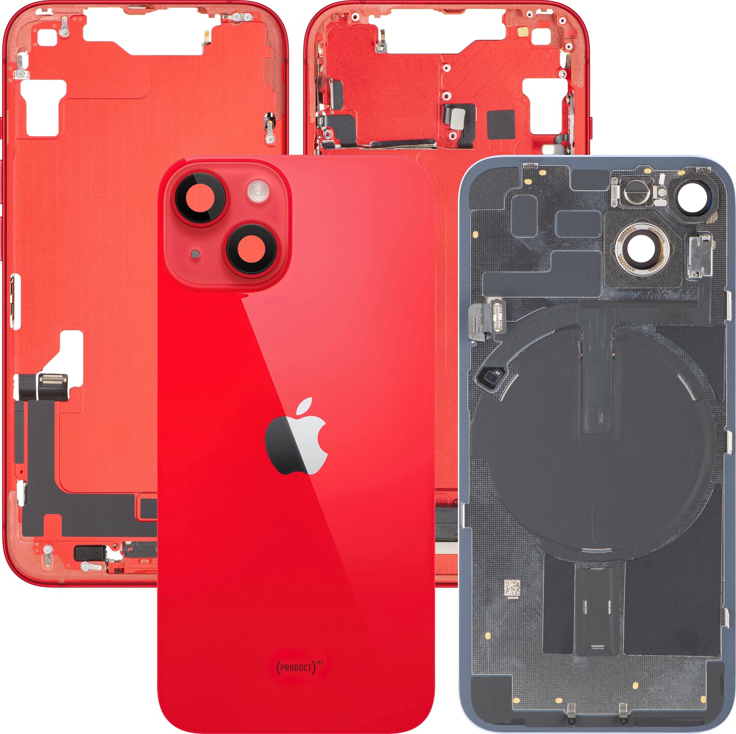 Poklopac baterije Apple iPhone 14, s kućištem sredine, Komplet dijelova, Crvena, Zamjena