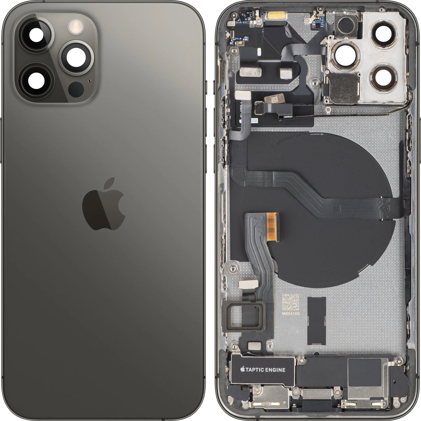 Poklopac baterije Apple iPhone 12 Pro, s kućištem u sredini, Komplet dijelova, Sivi (Grafit), Zamjena