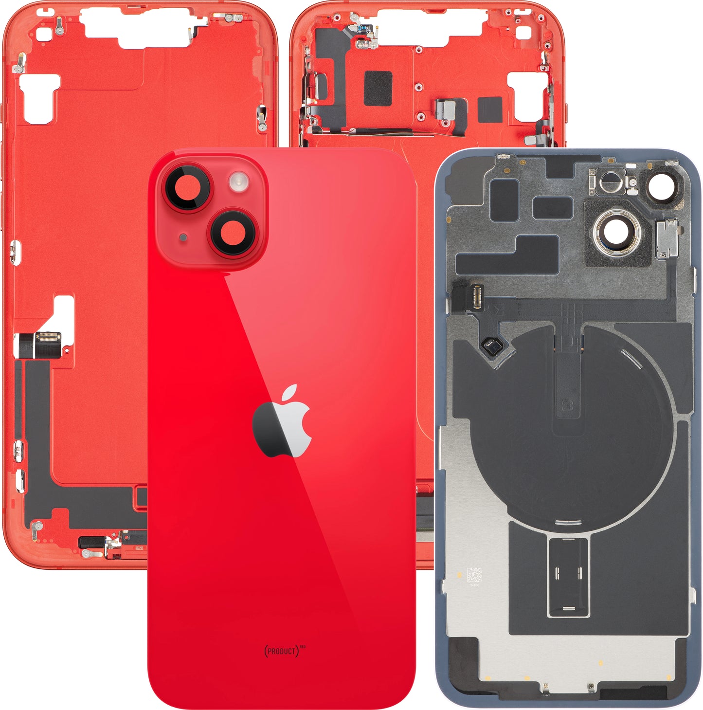 Poklopac baterije Apple iPhone 14 Plus, s kućištem u sredini, Komplet dijelova, Crvena, Zamjena