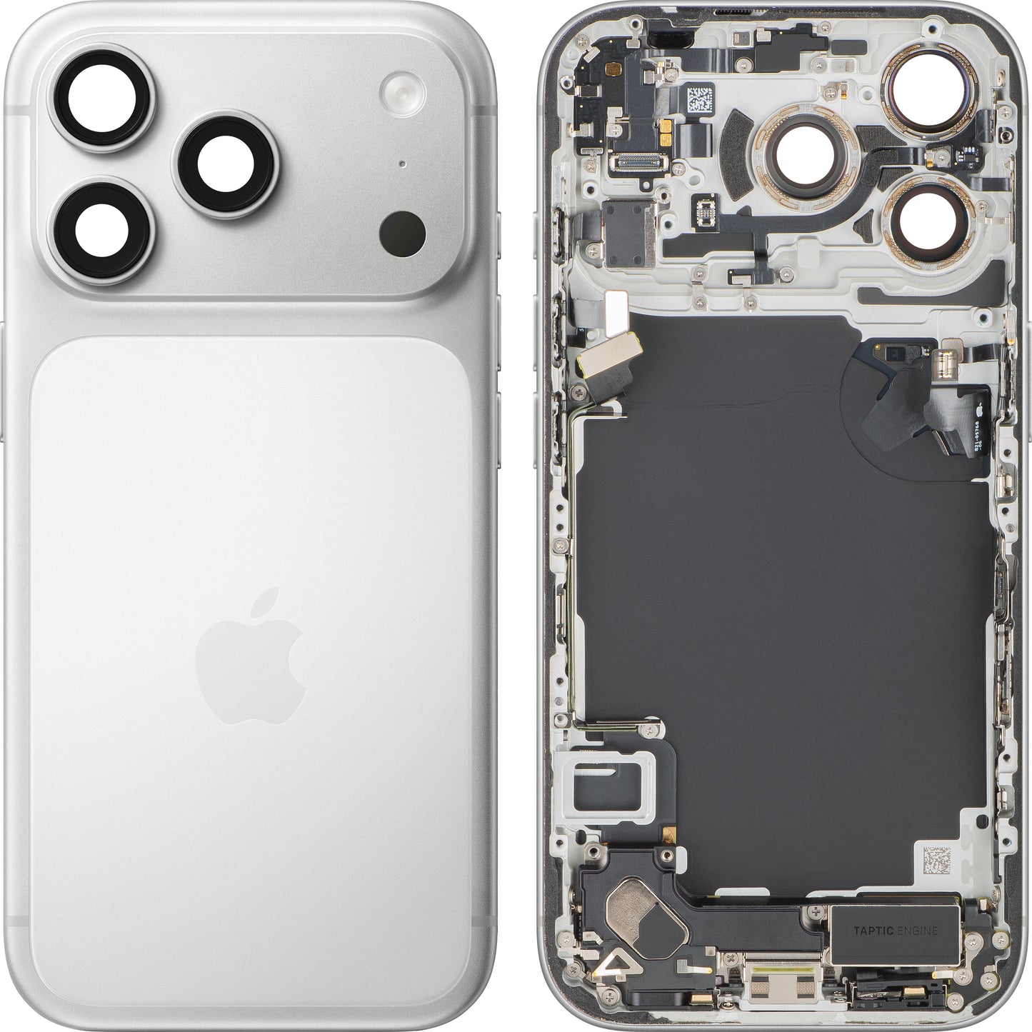 Poklopac baterije Apple iPhone 17 Pro, s kućištem u sredini, Komplet dijelova, Srebrni, Zamjena