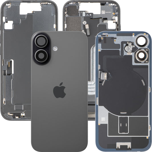 Poklopac baterije Apple iPhone 17, s kućištem u sredini, Komplet dijelova, Crni, Zamjena