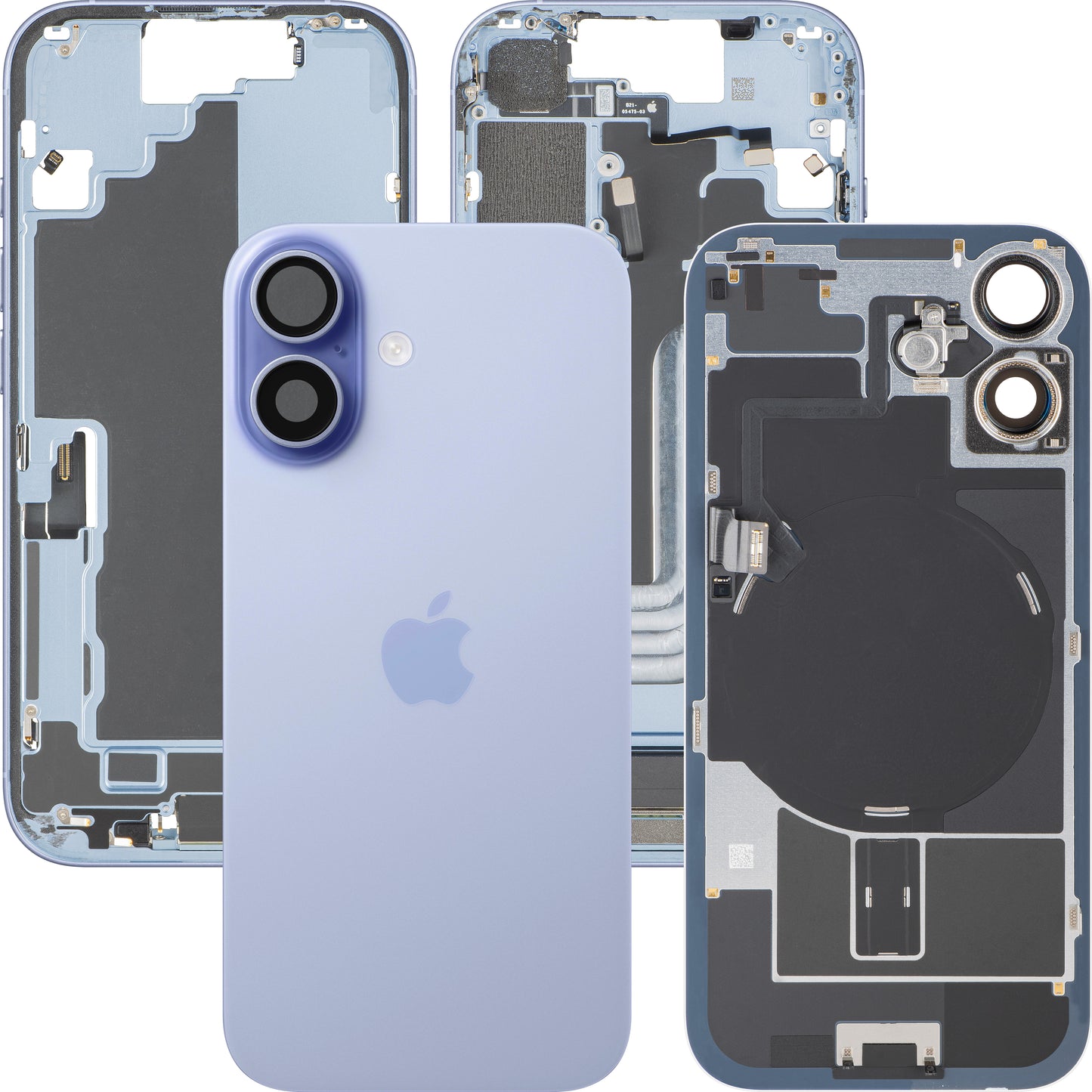 Poklopac baterije Apple iPhone 17, s kućištem u sredini, kompletni dijelovi, Plava (Mist Blue), Zamjena