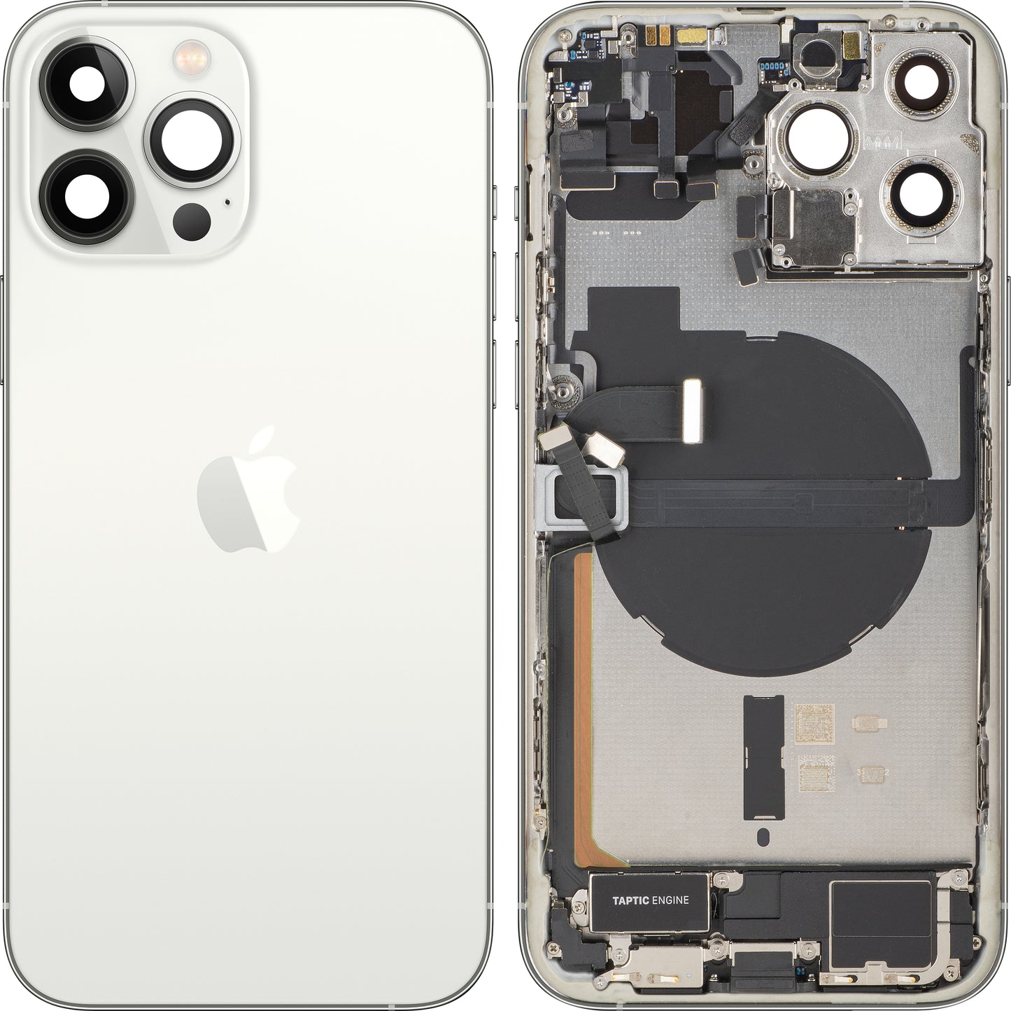 Poklopac baterije Apple iPhone 13 Pro Max, s kućištem sredine, kompletni dijelovi, srebrni, zamjena