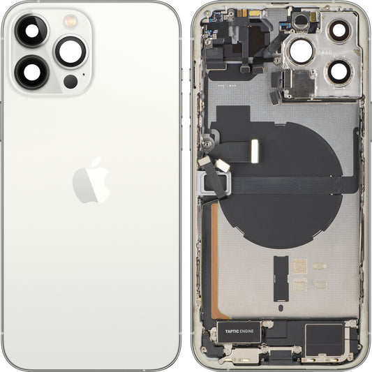 Poklopac baterije Apple iPhone 13 Pro Max, s kućištem sredine, kompletni dijelovi, srebrni, zamjena