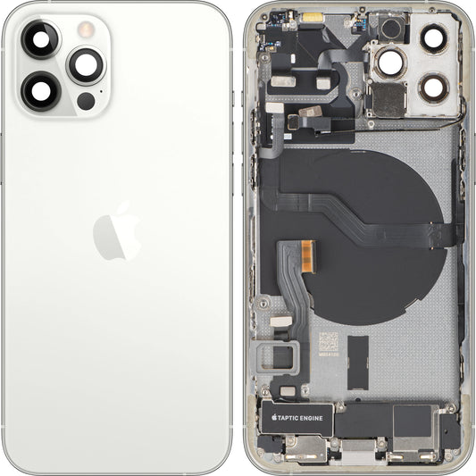 Poklopac baterije Apple iPhone 12 Pro, s kućištem sredine, kompletni dijelovi, srebrni, zamjena