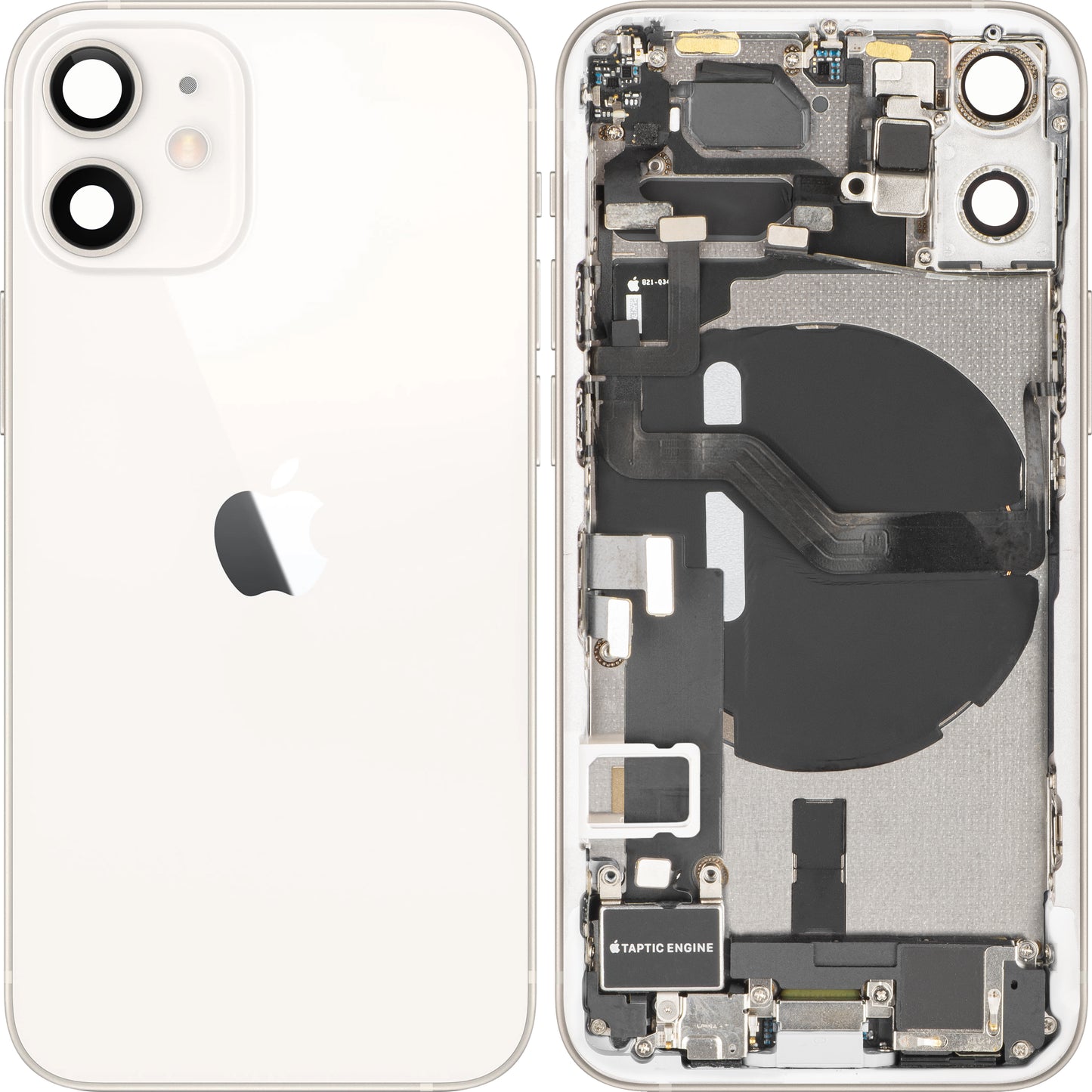 Poklopac baterije Apple iPhone 12 mini, s kućištem sredine, kompletni dijelovi, bijelo, zamjena
