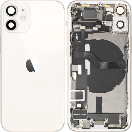Poklopac baterije Apple iPhone 12 mini, s kućištem sredine, kompletni dijelovi, bijelo, zamjena
