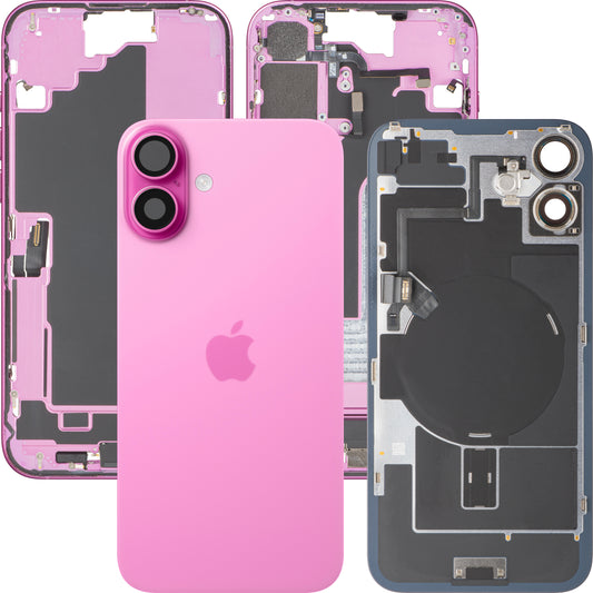 Poklopac baterije Apple iPhone 16 Plus, s kućištem sredine, kompletni dijelovi, ružičasta, Swap Premium