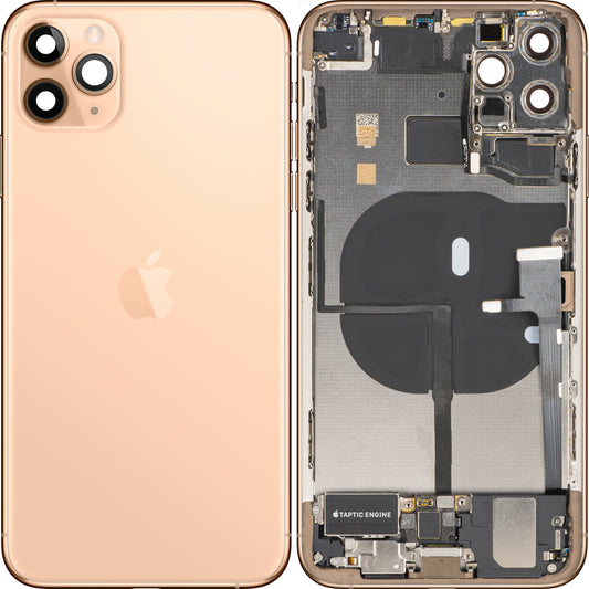 Poklopac baterije Apple iPhone 11 Pro Max, s kućištem sredine, kompletni dijelovi, zlatni (Matte Gold), Swap Premium