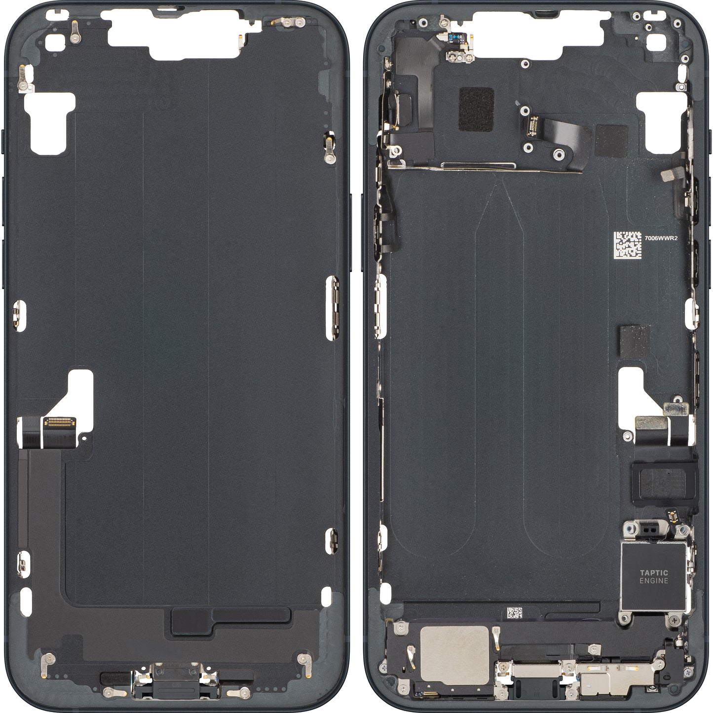 Poklopac baterije Apple iPhone 14 Plus, s kućištem u sredini, kompletni dijelovi, crni (Midnight), zamjena